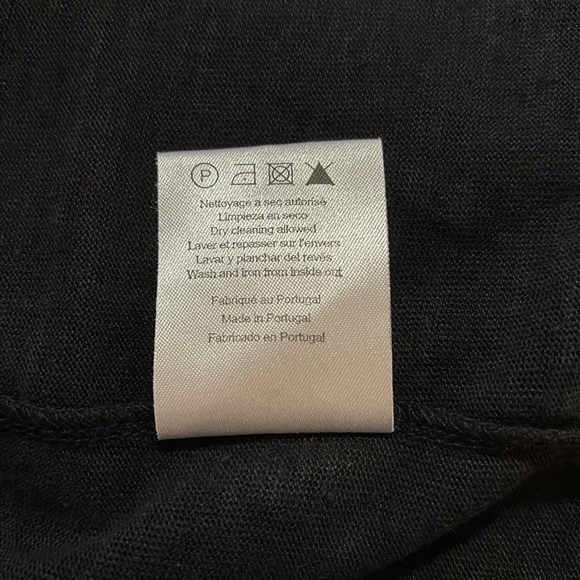 Claudie Pierlot Black Linen 3/4 Sleeve Tee W/ Calf Leather Elbow Patch SZ 2 NWOT - Picture 5 of 5